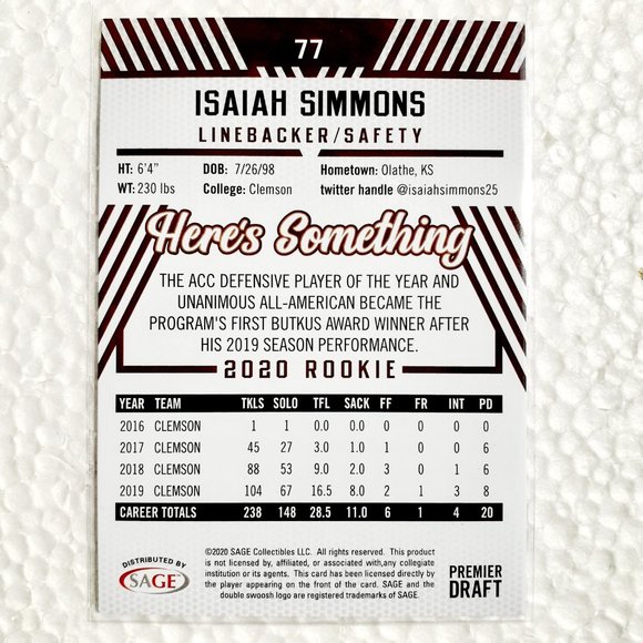 Clemson Tigers 6 Card Lot - CFTBL [1_2_1] - Picture 4 of 14